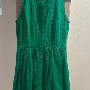J. Crew Vibrant Green Eyelet Dress, XS, Fully lined